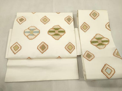 平和屋着物●三風魯・堀江三郎　つけ帯　草木染　菱花文　正絹　逸品　CABJ2243dy