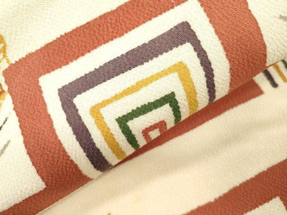 平和屋着物●つけ帯　型染め　草木文　鬼しぼ縮緬　正絹　逸品　CABJ2245dy
