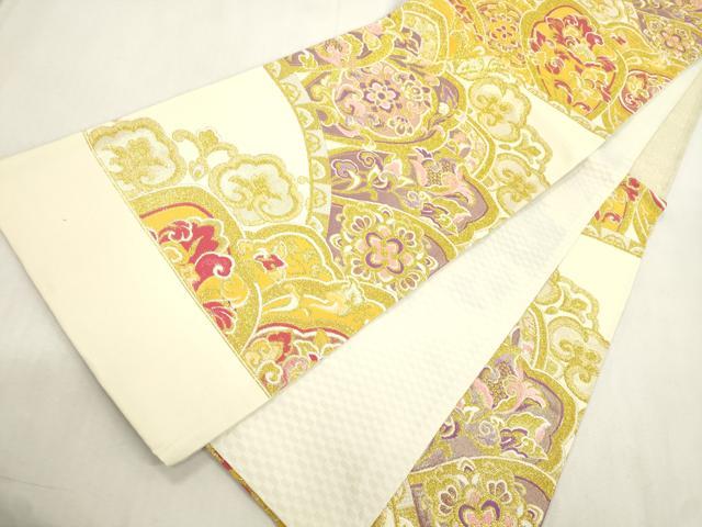 平和屋着物●西陣　酒井守謹製　六通柄袋帯　草花文　金糸　証紙付き　逸品　未使用　CABJ2250dy
