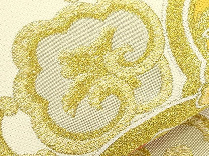 平和屋着物●西陣　酒井守謹製　六通柄袋帯　草花文　金糸　証紙付き　逸品　未使用　CABJ2250dy