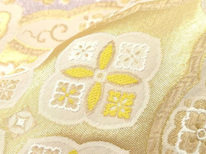平和屋着物●西陣　酒井守謹製　六通柄袋帯　唐織　幾何学花文　金糸　証紙付き　逸品　未使用　CABJ2251dy
