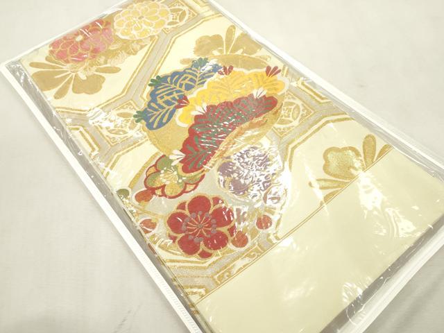 平和屋着物●西陣　酒井守謹製　六通柄袋帯　蜀江松梅文　金銀糸　証紙付き　正絹　逸品　未使用　CABJ2252dy