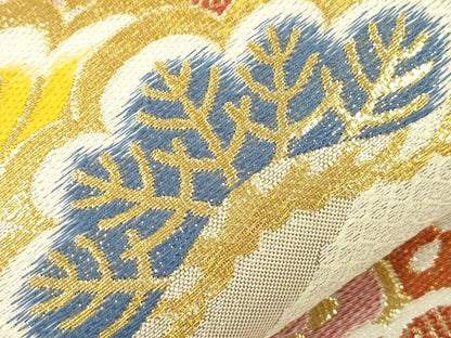 平和屋着物●西陣　酒井守謹製　六通柄袋帯　亀甲草花文　金銀糸　証紙付き　正絹　逸品　未使用　CABJ2253dy