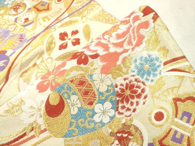 平和屋着物●西陣　酒井守謹製　六通柄袋帯　鼓花文　金糸　証紙付き　逸品　未使用　CABJ2259dy