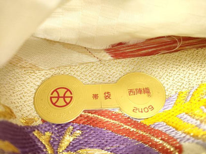 平和屋着物●西陣　酒井守謹製　六通柄袋帯　鼓花文　金糸　証紙付き　逸品　未使用　CABJ2259dy