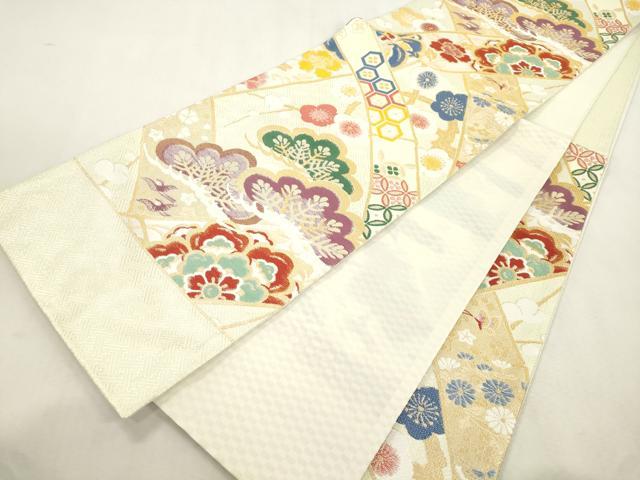平和屋着物●西陣　酒井守謹製　六通柄袋帯　松　花鳥文　金糸　証紙付き　逸品　未使用　CABJ2261dy