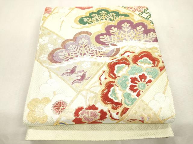 平和屋着物●西陣　酒井守謹製　六通柄袋帯　松　花鳥文　金糸　証紙付き　逸品　未使用　CABJ2261dy
