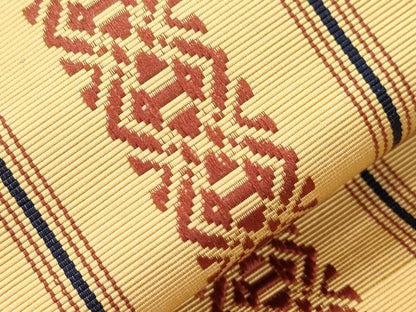 平和屋着物●本場筑前博多織　両面　半幅帯　縞　献上　証紙付き　正絹　逸品　未使用　CABJ2267dy