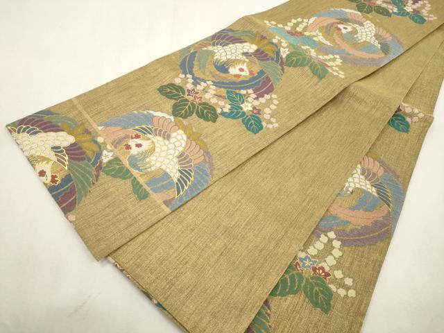 平和屋着物●六通柄袋帯　美人画譜　鳳凰桐花丸文　金糸　正絹　逸品　CABJ2280dy