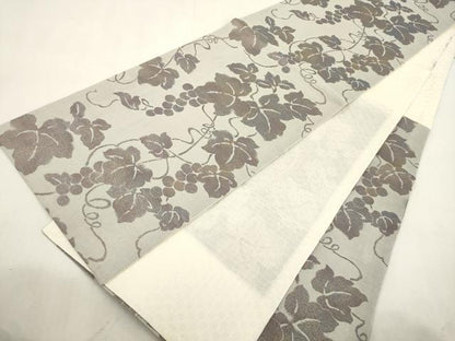 平和屋着物●六通柄袋帯　葡萄蔦の葉文　正絹　逸品　CABJ2282dy