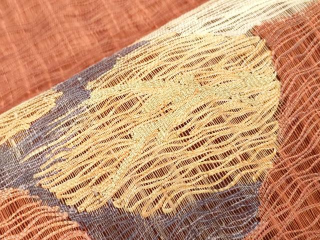 平和屋着物▽太鼓柄袋帯　スリーシーズン　春夏秋　櫛織　草花丸文　正絹　逸品　CABJ2283dy