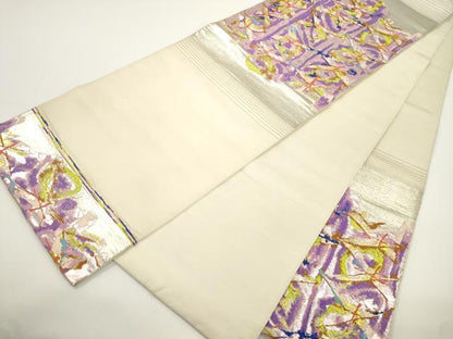 平和屋着物●龍村美術織物　六通柄袋帯　リラのリズム　金銀糸　正絹　逸品　CABJ2287dy