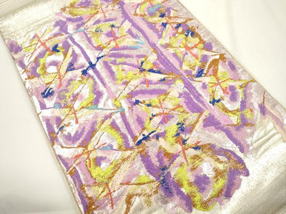 平和屋着物●龍村美術織物　六通柄袋帯　リラのリズム　金銀糸　正絹　逸品　CABJ2287dy