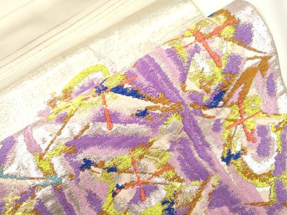 平和屋着物●龍村美術織物　六通柄袋帯　リラのリズム　金銀糸　正絹　逸品　CABJ2287dy