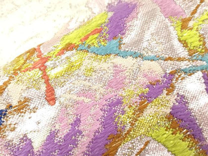 平和屋着物●龍村美術織物　六通柄袋帯　リラのリズム　金銀糸　正絹　逸品　CABJ2287dy
