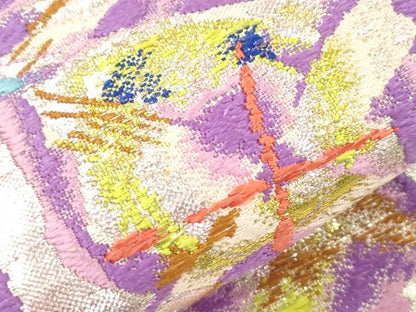 平和屋着物●龍村美術織物　六通柄袋帯　リラのリズム　金銀糸　正絹　逸品　CABJ2287dy