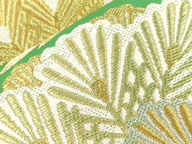 平和屋着物●西陣　川島織物　六通柄　本袋帯　双鶴松葉文　金銀糸　正絹　逸品　CABJ2288dy