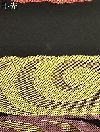 平和屋着物●全通柄　本袋帯　流水文　黒地　金糸　正絹　逸品　未使用　CABJ2291dy