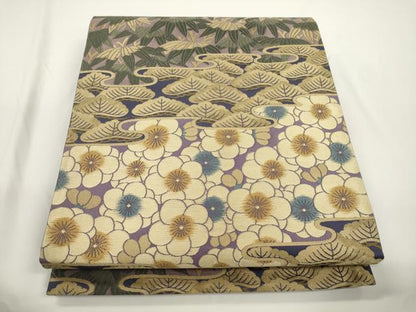 平和屋着物●六通柄袋帯　本草染　松竹梅　正絹　逸品　CABJ2295dy