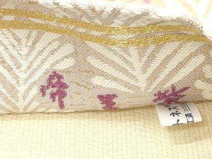 平和屋着物●西陣　京の名門　じゅらく謹製　帝王紫　六通柄袋帯　唐織　孔雀羽文　金銀糸　正絹　逸品　CABJ2301dy