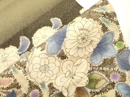平和屋着物●六通柄袋帯　辻が花　銀通し地　正絹　逸品　CABJ2302dy
