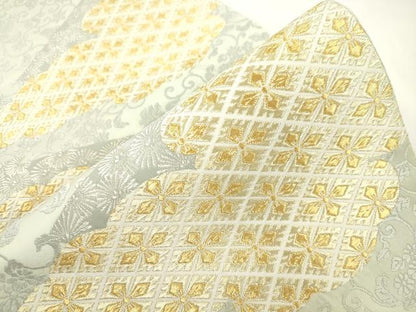 平和屋着物●六通柄袋帯　唐織　雲取り更紗花文　金銀糸　正絹　逸品　CABJ2307dy