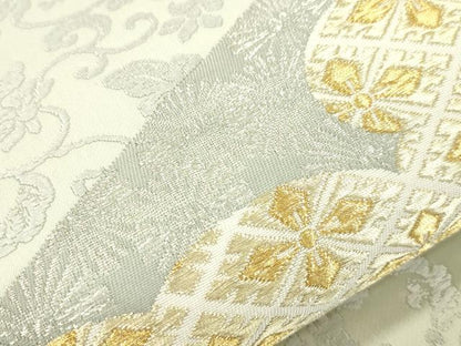 平和屋着物●六通柄袋帯　唐織　雲取り更紗花文　金銀糸　正絹　逸品　CABJ2307dy