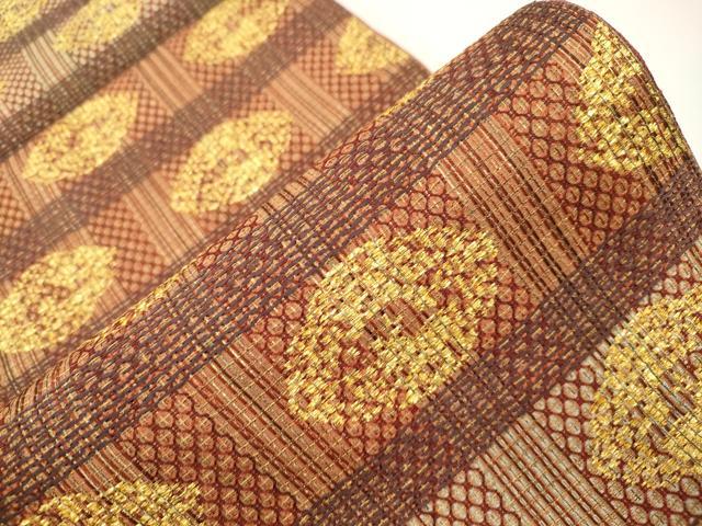 平和屋着物●全通柄袋帯　横段梅幾何学文　金銀糸　正絹　逸品　未使用　CABJ2309dy