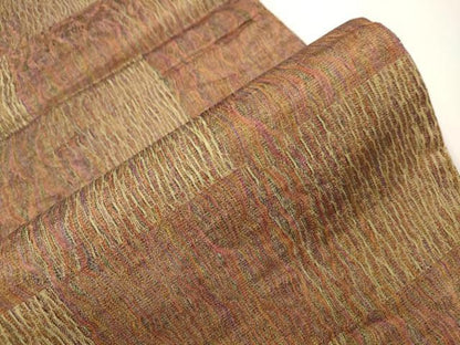 平和屋着物▽全通柄袋帯　スリーシーズン　春夏秋　市松文様　金糸　正絹　逸品　CABJ2310dy