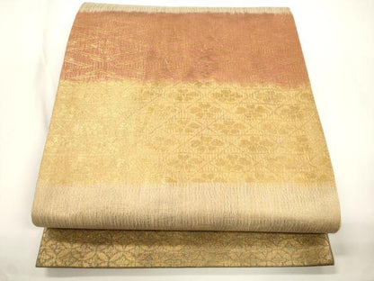 平和屋着物●六通柄袋帯　横段花文　金彩　正絹　逸品　CABJ2314dy