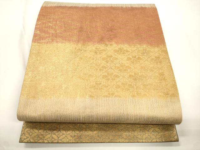 平和屋着物●六通柄袋帯　横段花文　金彩　正絹　逸品　CABJ2314dy