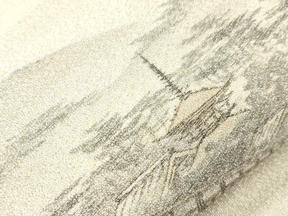 平和屋着物●綴れ　太鼓柄袋帯　作家物　手描き　京都嵐山渡月橋　銀糸　正絹　逸品　CABJ2316dy