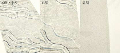 平和屋着物●六通柄袋帯　灰汁発酵建本藍染　流水文　金銀糸　正絹　逸品　CABJ2321dy