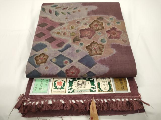 平和屋着物●中国三大刺繍　相良刺繍　結城紬　奥順　はたおり娘　太鼓柄袋帯　辻が花　証紙付き　正絹　逸品　CABJ2323dy