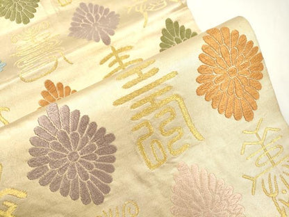 平和屋着物●六通柄袋帯　唐織　文字文　金糸　正絹　逸品　CABJ2325dy