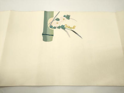 平和屋着物●爪掻き本綴れ　八寸名古屋帯　竹花文　金糸　正絹　逸品　CABJ2331dy