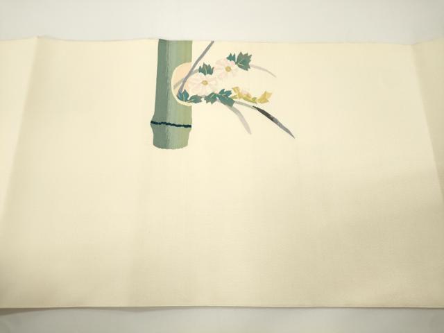 平和屋着物●爪掻き本綴れ　八寸名古屋帯　竹花文　金糸　正絹　逸品　CABJ2331dy