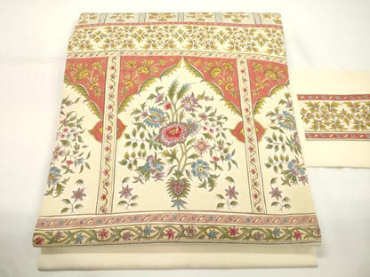 平和屋着物●塩瀬　九寸名古屋帯　草花文　正絹　逸品　CABJ2332dy