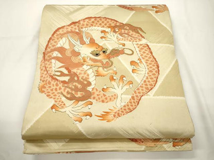 平和屋着物●アンティーク　大正ロマン　丸帯　竜　金糸　正絹　逸品　CABJ2337dy