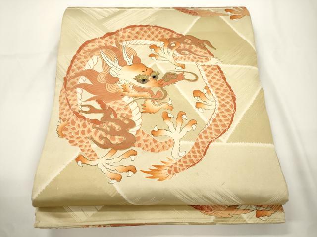 平和屋着物●アンティーク　大正ロマン　丸帯　竜　金糸　正絹　逸品　CABJ2337dy