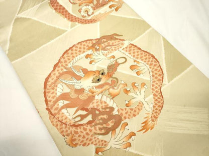 平和屋着物●アンティーク　大正ロマン　丸帯　竜　金糸　正絹　逸品　CABJ2337dy