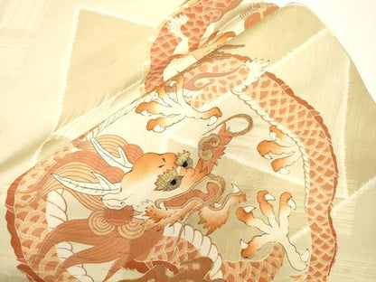 平和屋着物●アンティーク　大正ロマン　丸帯　竜　金糸　正絹　逸品　CABJ2337dy
