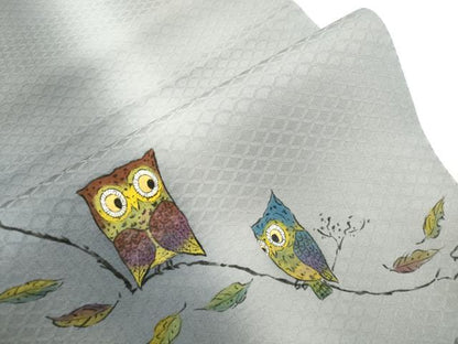 平和屋着物●紙芸紙生 太鼓柄袋帯 手描き 梟 正絹 逸品 CABJ2341dy