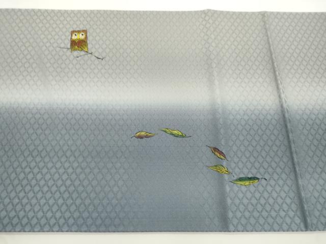平和屋着物●紙芸紙生 太鼓柄袋帯 手描き 梟 正絹 逸品 CABJ2341dy