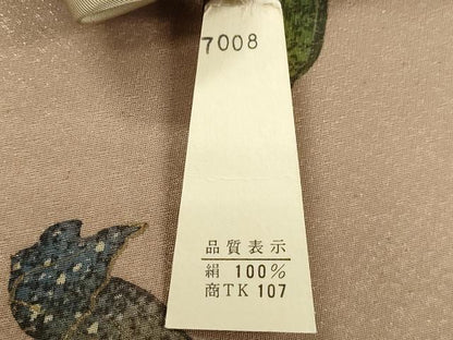 平和屋着物●六通柄袋帯　作家物　ろうけつ染め　舞葉文　銀通し地　正絹　逸品　CABJ2342dy