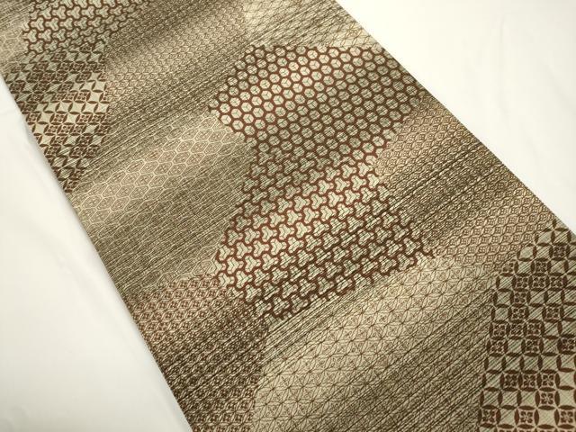 平和屋着物●全通柄袋帯　切嵌幾何学文　正絹　逸品　CABJ2345dy