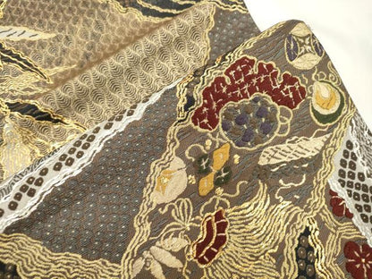 平和屋着物●創業280年　誉田屋源兵衛　六通柄袋帯　瑞鳳本金　笹竹宝尽くし　金銀糸　正絹　逸品　CABJ2347dy