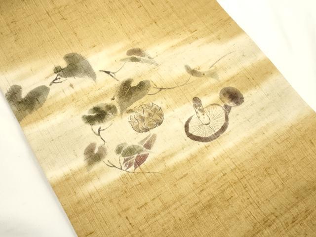 平和屋着物●太鼓柄袋帯　本場真綿絢結城紬　作家物　生紬　手描き　成り物　証紙付き　正絹　逸品　CABJ2348dy