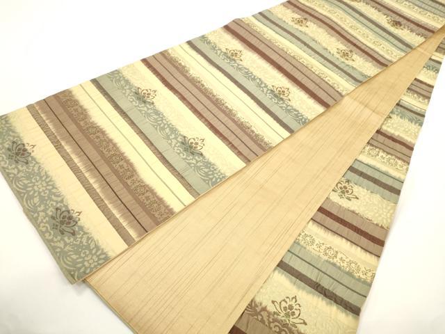 平和屋着物●全通柄袋帯　横段花文　正絹　逸品　CABJ2355dy