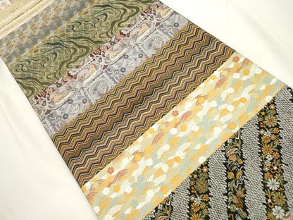 平和屋着物●六通柄袋帯　名物裂　金糸　正絹　逸品　未使用　CABJ2357dy